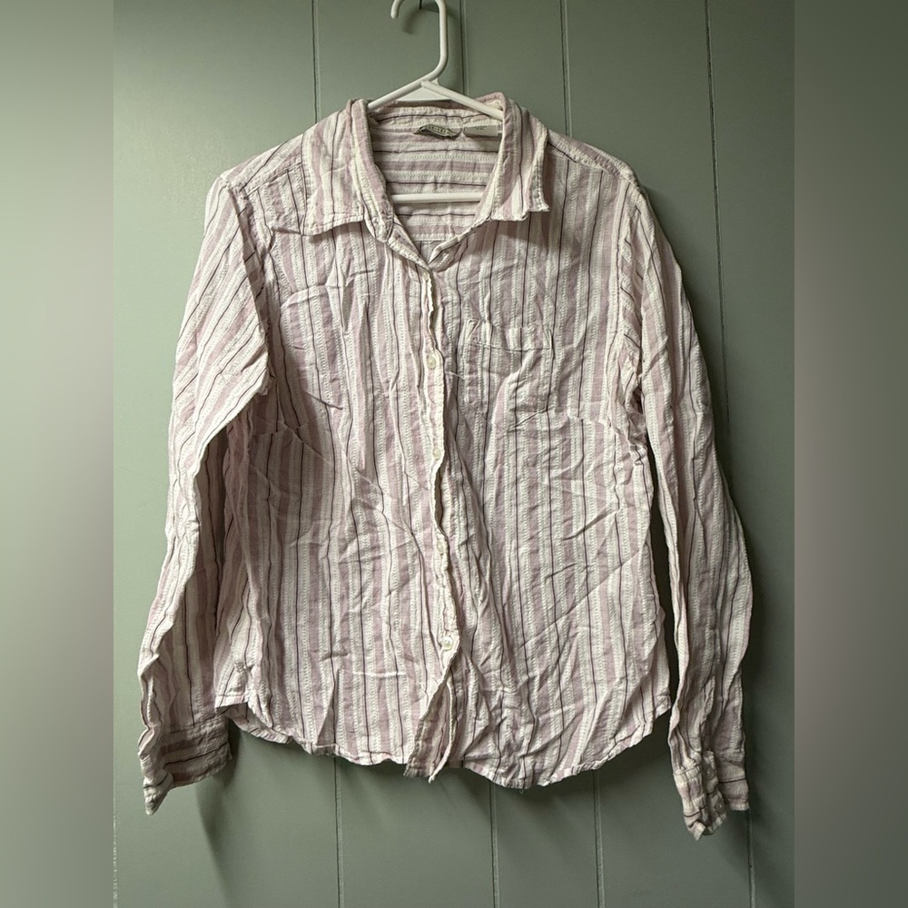 Vtg Maurices Pink and White Striped Cotton Top